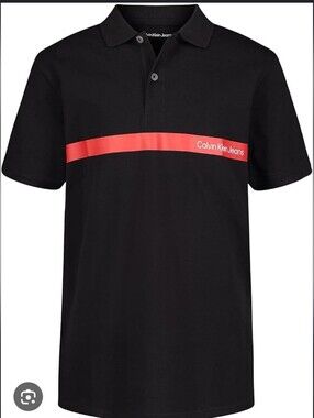 Calvin Klein Black Cotton Polo Golf Shirt XL